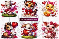 Valentine&#039;s day Animals Clipart set, Valentines day PNG,Love Product Image 9