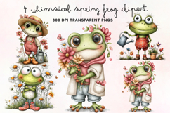 Whimsical Spring Frog Clipart PNG Product Image 1