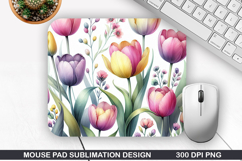 Flowers Mouse Pad Sublimation, Spring Mouse Pad PNG Design Product Image 1