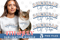 American Cat Mama Papa 4th of July USA Paw DTF PNG Bundle Product Image 1
