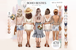 Boho Besties Clipart Set Create Stylish Bohemian Designs Product Image 1