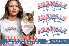 American Cat Mama Papa 4th of July USA Paw DTF PNG Bundle Product Image 1