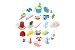 Leisure at sea icons set, isometric style Product Image 1