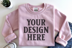 Light Pink Gildan 18000 Folded Flat Lay Mockups Product Image 1