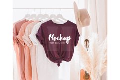Maroon Triblend 3413 Bella Canvas Hanging Tshirt Mockup Product Image 1