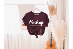 Maroon Triblend 3413 Bella Canvas Hanging Tshirt Mockup Product Image 1