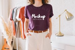Maroon Triblend 3413 Bella Canvas Tshirt Mockup | Boho Model Product Image 1