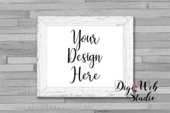 Wood Sign Mockup - Distressed White Frame on Shiplap Product Image 1