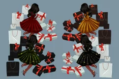 Clipart christmas, African American Christmas girl clipart Product Image 2