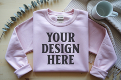 Light Pink Gildan 18000 Folded Flat Lay Mockups Product Image 1