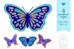 Layered Butterflies SVG | 4 Butterfly Paper Cut SVG Designs Product Image 1