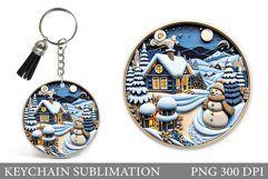 Cute Snowman Keychain Design. Christmas Keychain Sublimation Product Image 1