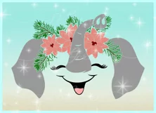 Elephant Face With Poinsettia Svg Dxf Eps Png PDF Files Product Image 2