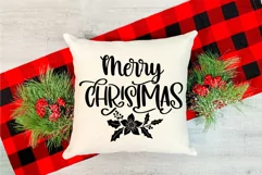 Merry Christmas with Poinsettia SVG quotes Product Image 2