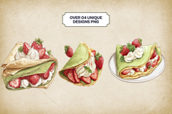 Matcha Crepes Clipart Bundle 4 PNG Product Image 3