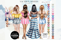 Vacation Sisters Clipart Portrait Creator Product Image 1