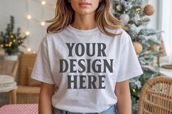 Christmas Bella Canvas 3001 White Shirt Mockup ,Trandy Product Image 1