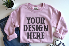 Light Pink Gildan 18000 Folded Flat Lay Mockups Product Image 1