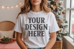 Christmas Bella Canvas 3001 White Shirt Mockup ,Trandy Product Image 1