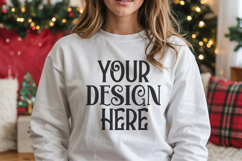 Christmas Gildan 18000 White Crewneck Sweatshirt Mockup Product Image 1