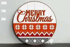 Merry Christmas Nordic Sign SVG | Scandinavian Door Hanger Product Image 1