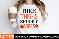 Thick Thighs Spooky Vibes SVG Cut File,Halloween SVG Design Product Image 1