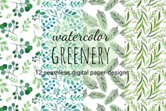 Watercolor greenery seamless patterns 10&quot; x 10&quot; JPEG Product Image 4