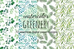 Watercolor greenery seamless patterns 10&quot; x 10&quot; JPEG Product Image 4