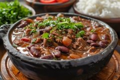 Traditional brazilian feijoada in cast iron pot Product Image 1