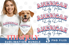 American Dog Mama Papa 4th of July USA Paw DTF PNG Bundle Product Image 1