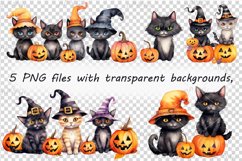 Spooky Halloween Kittens - Watercolor Clipart: Adorable Product Image 3