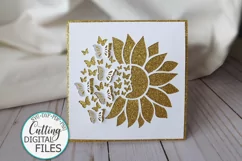 Pop up sunflower butterflies card svg dxf cut out template Product Image 1
