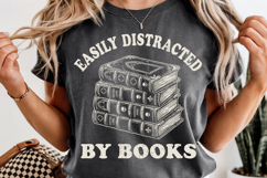 Easily Distracted by Books PNG Book Lover Reading Product Image 1
