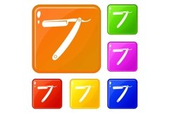 Razor blade icons set vector color Product Image 1