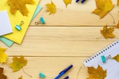 Frame of school or office stationery with maple leaves Product Image 1