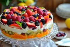 Fresh fruit trifle delight on elegant table setting Product Image 1
