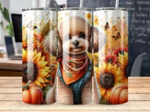 Toy Poodle Tumbler Sublimation Wrap, Autumn Dog Wrap Product Image 3