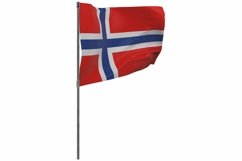 Norway flag on pole. Waving banner isolated. National flag Product Image 1