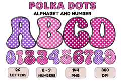 Polka Dots Alphabet Letters &amp; Numbers Clipart PNG 300DPI Product Image 1