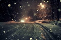 Enchanted winter night with falling snow Product Image 1