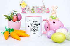 Easter Mug Mockup 11 Oz Blank White Coffee Cup Pink Handle Product Image 1