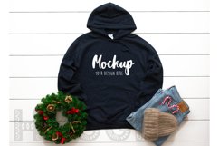 Gildan 18500 Mockup Christmas Navy Hoodie Mockup Winter Mock Product Image 1