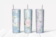 Delicate Flowers sublimation design. Skinny tumbler wrap Product Image 5