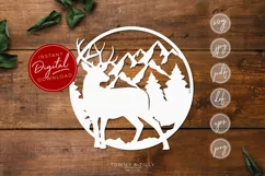 Stag Mountain Scene - SVG EPS DXF PNG PDF JPG Product Image 1