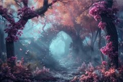 Enchanted forest path with blossoming trees Product Image 1