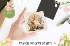 Floral Easter Magnet Print, Bunny Square Coaster Design Product Image 1