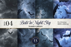 Bats Night Sky Pattern, Dark Gothic Bat Seamless Paper Product Image 1