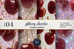 Glitter Coquette Cherry Pattern | Sparkly Glam Texture Paper Product Image 1