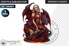 Fantasy Dragon witch clipart, enchantress, dragon egg queen Product Image 1