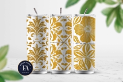 Gold Retro Floral Block Print | Geometric Floral Pattern Product Image 2